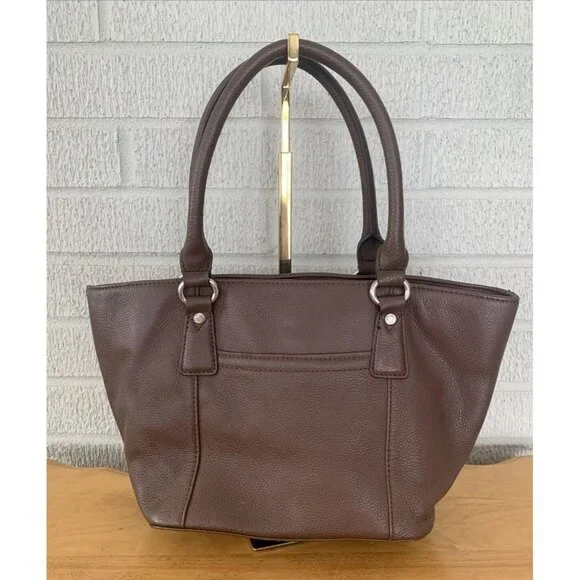 TIGNANELLO Brown Genuine Leather Double Handle Medium Size Bag Purse Lined EUC - Picture 2 of 14